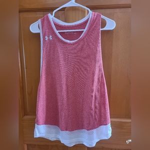 UnderArmour Women's Workout Tank Size Medium Pink/White